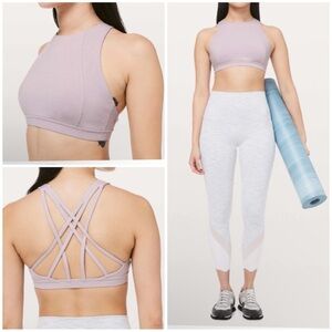 Lululemon Free To Be Serene Bra High Neck Heathered Powdered Mauve Size 10‎